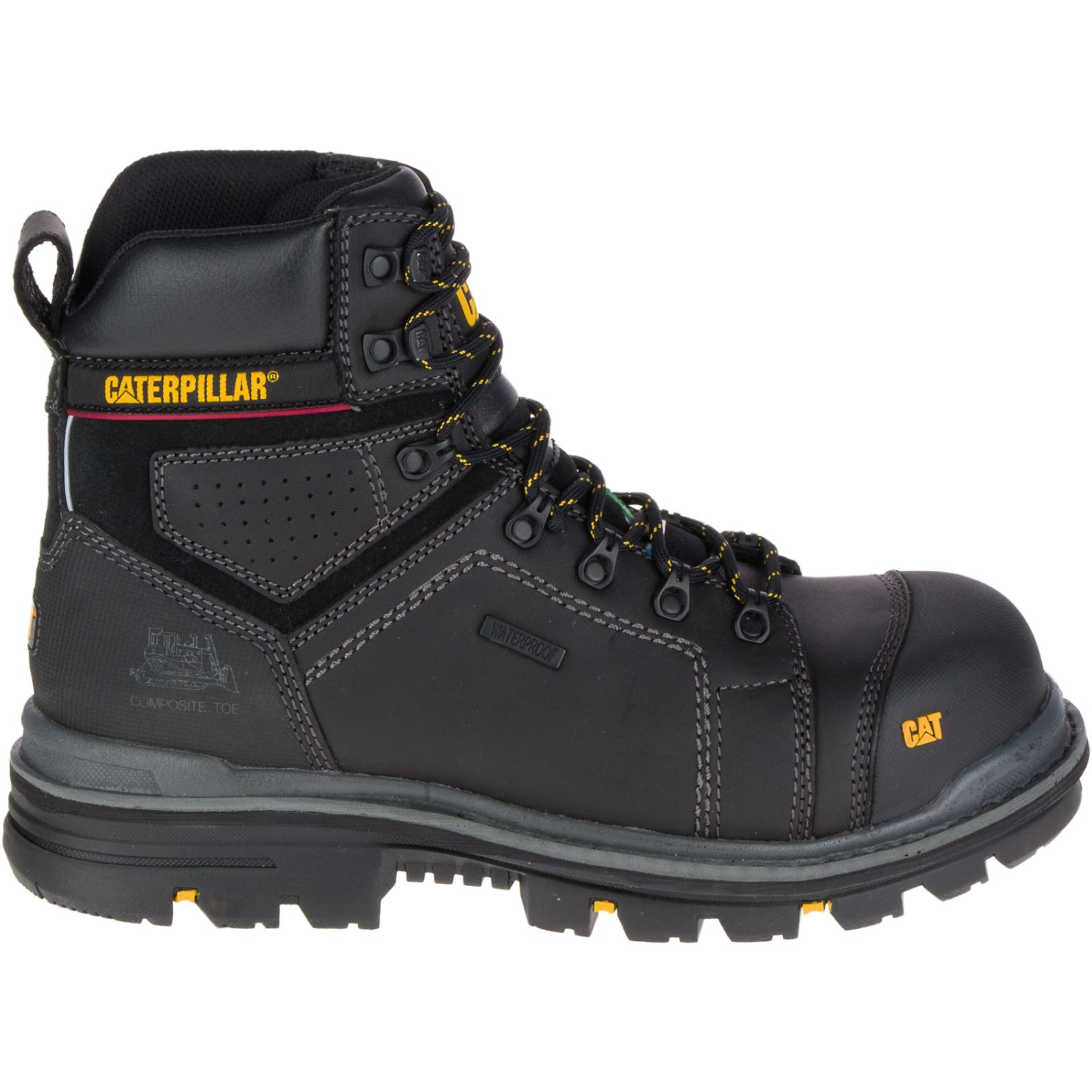 Men's Caterpillar Hauler 6" Waterproof Composite Toe Work Boots Black Ireland XHZS15674